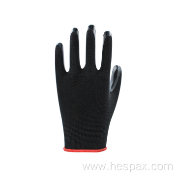 Hespax Black Nitrile Coated Safe Mechanic Work Gloves